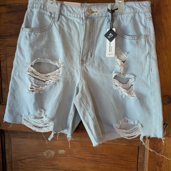Rue21 Light Blue Distressed Denim Shorts SZ12 - Picture 1 of 10